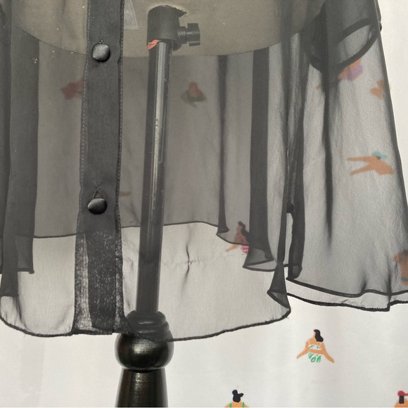 Sheer Black Button-Up Cardigan - Picture 3 of 7